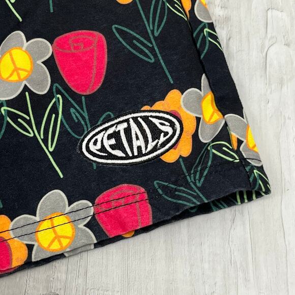 Petals by Petals and Peacocks Flower Print Black Colorful Bright Board Shorts - Picture 3 of 8